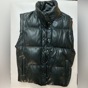 Blank NYC Black Quilted Faux-Leather Puffer Vest